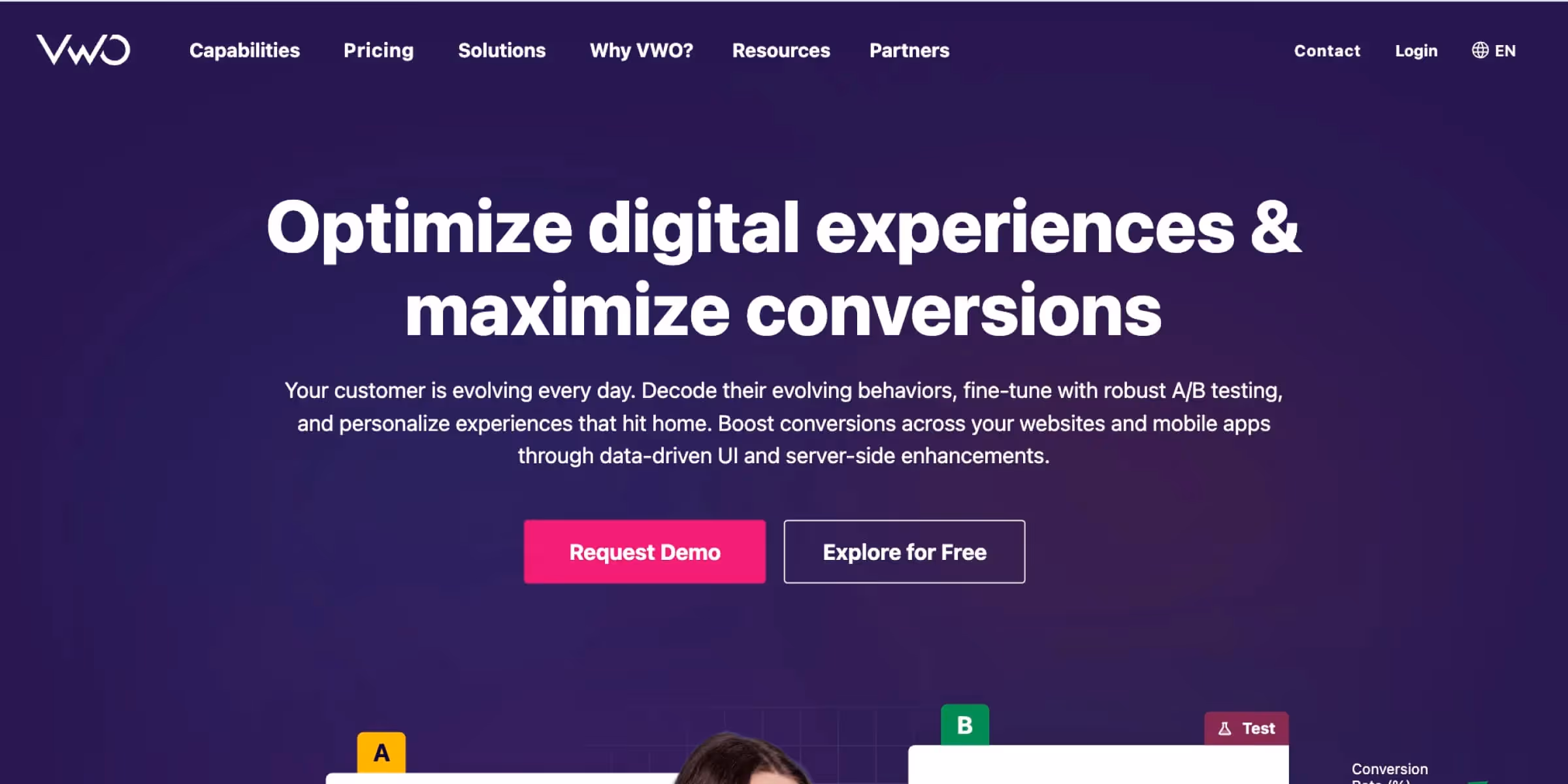 VWO homepage