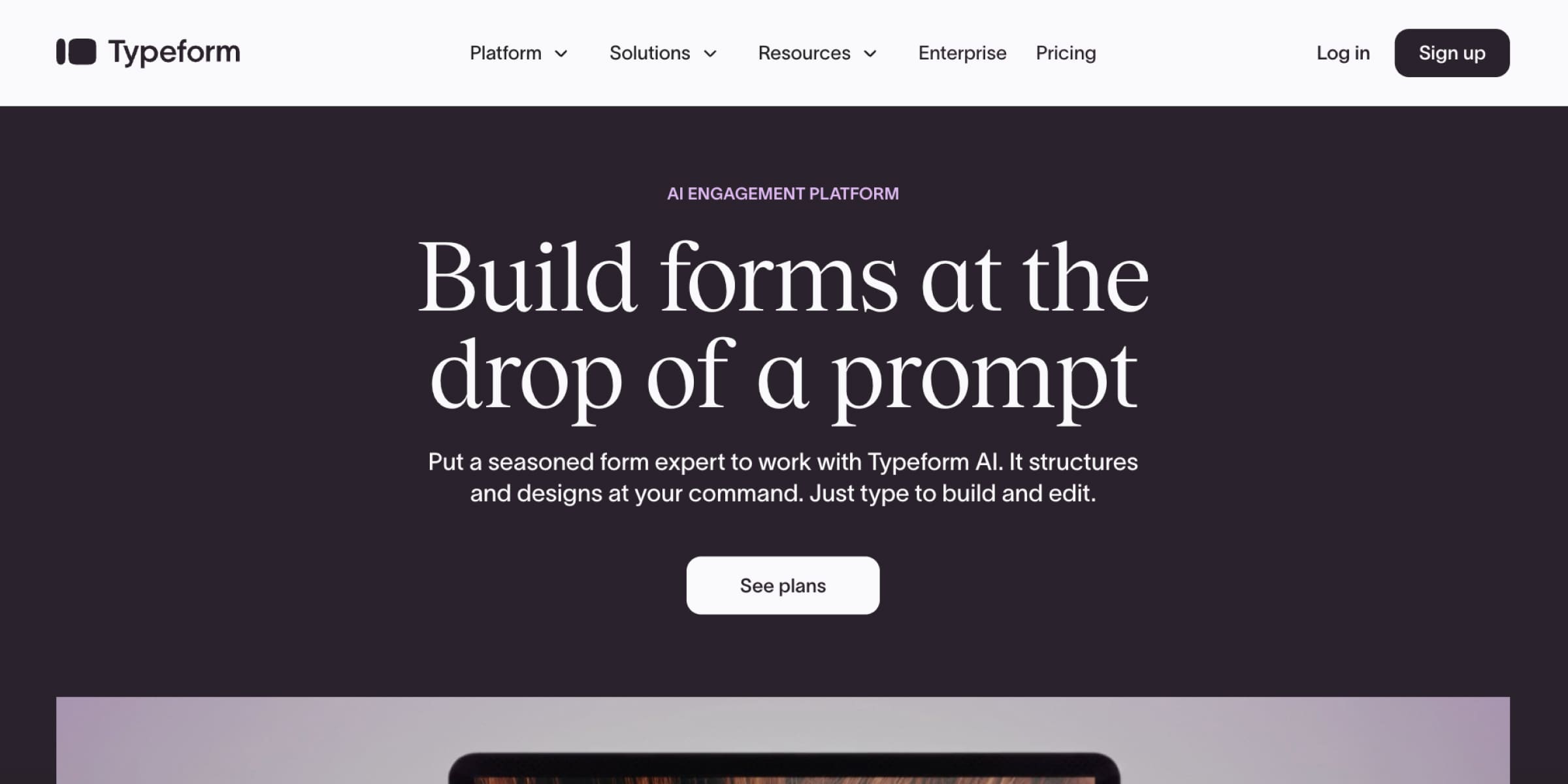 Typeform omepage