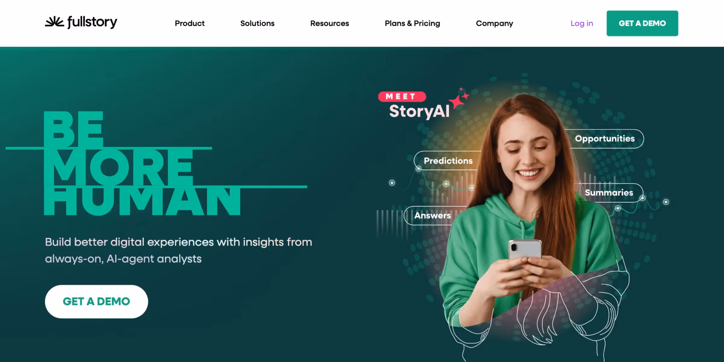  FullStory homepage