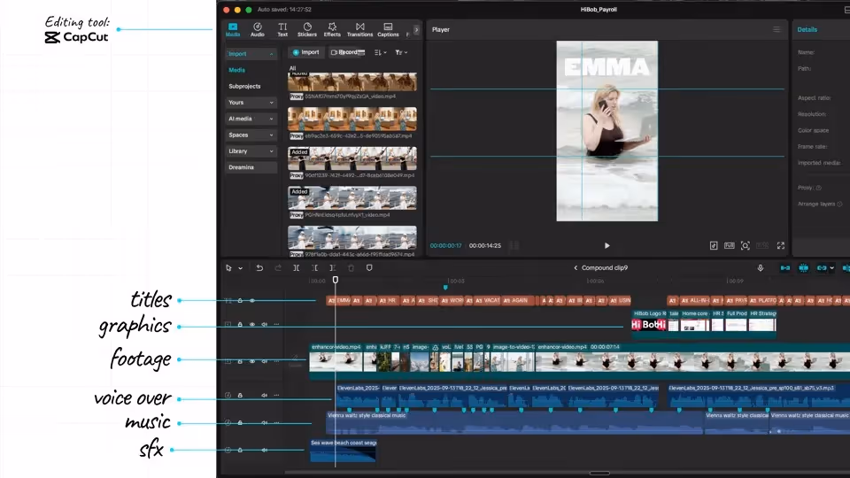 Capcut video diting example