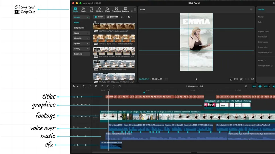 Capcut video diting example