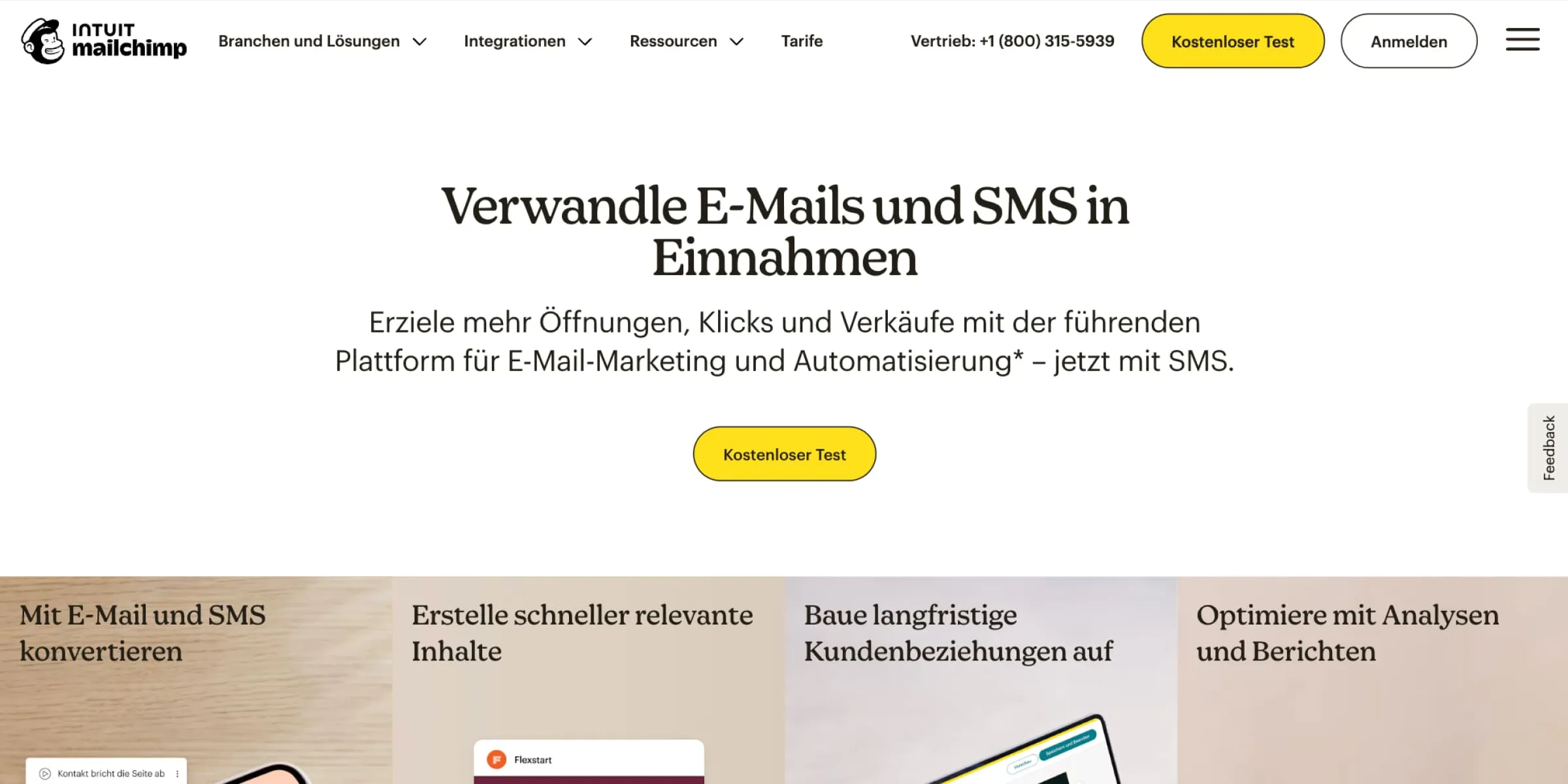 Mailchimp homepage