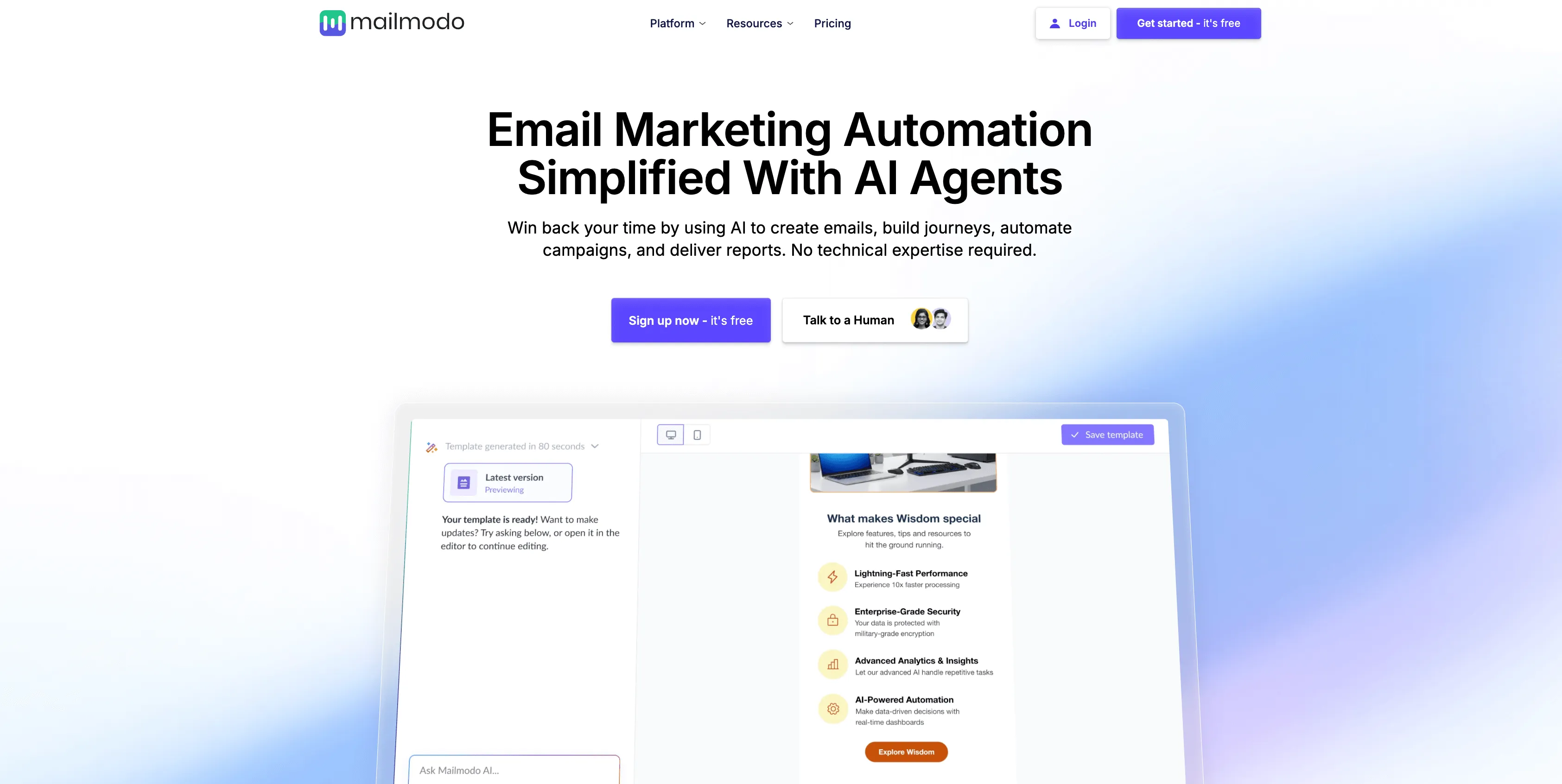 Mailmodo homepage