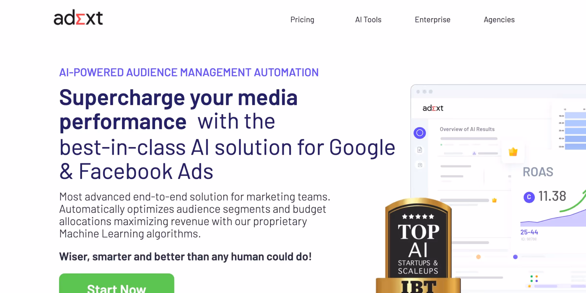 Adext AI homepage