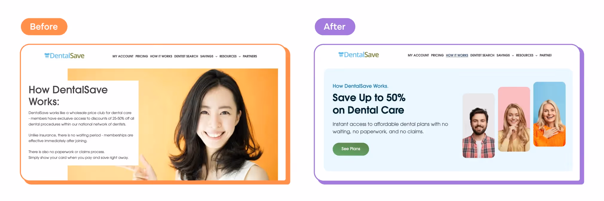 DentalSave Case Study: Hero Section