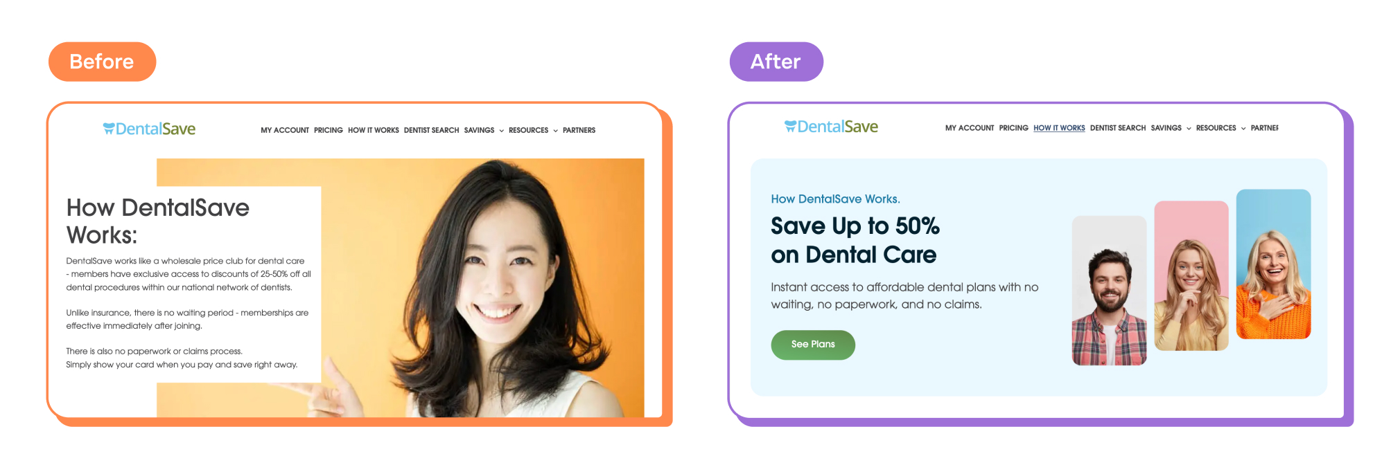 DentalSave Case Study: Hero Section