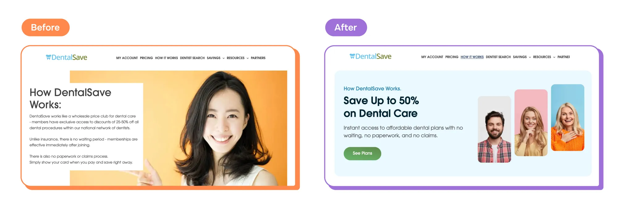 DentalSave Case Study: Hero Section