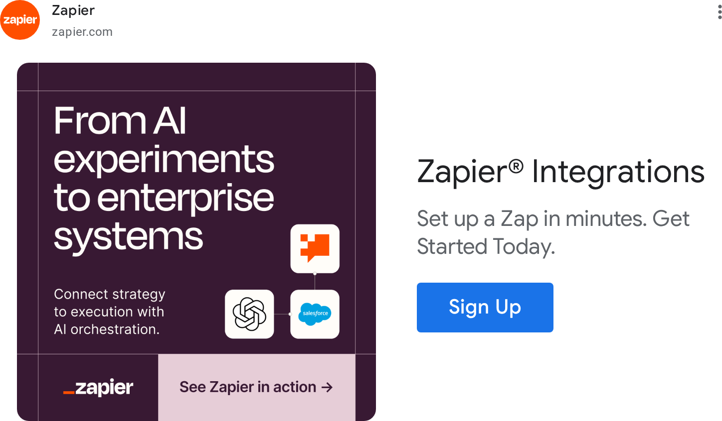 Best 10 Google Display Ads Examples for SaaS & Tech - Zapier example