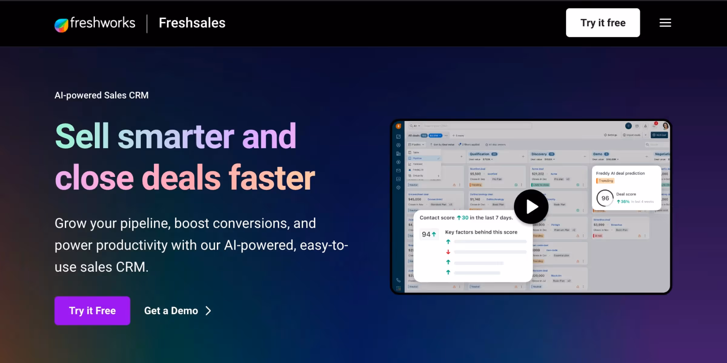 Freshsales CRM homepage