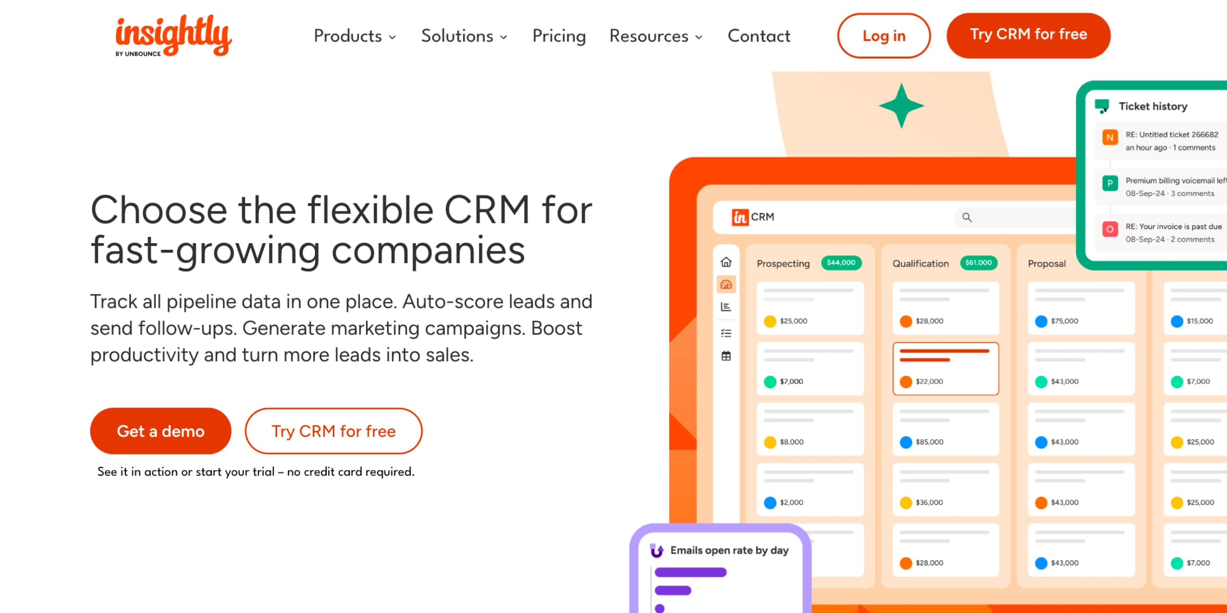 Insightly CRM homepage