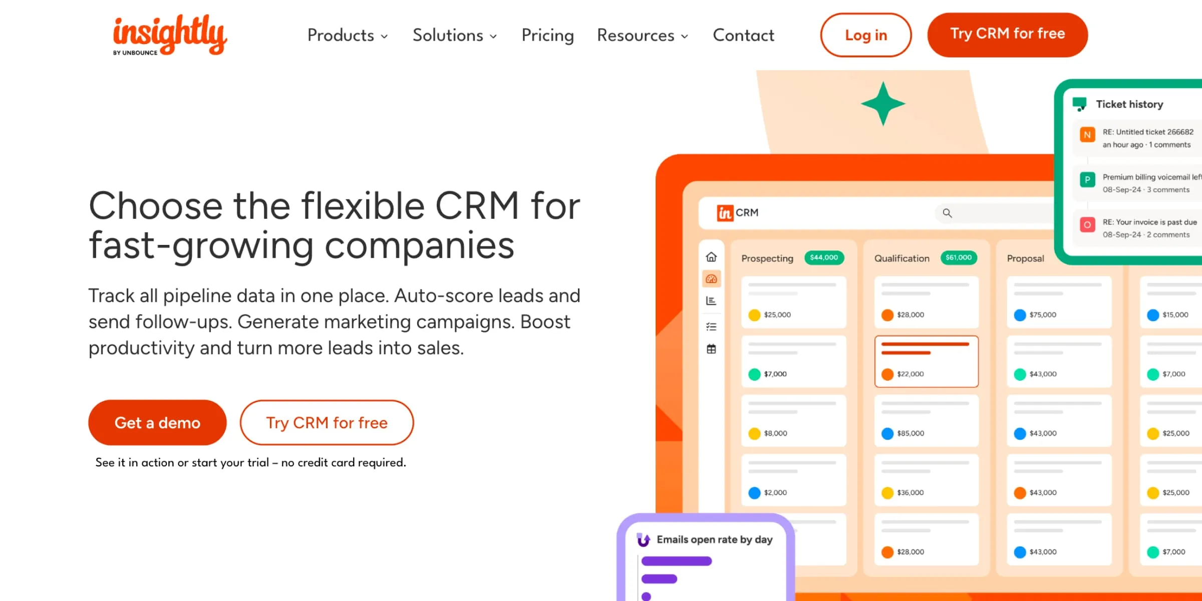 Insightly CRM homepage