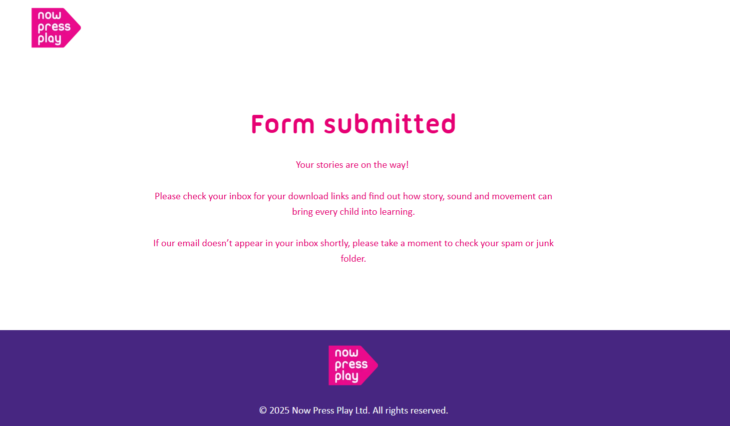 Thank-You page via Hubspot for Now Press Play