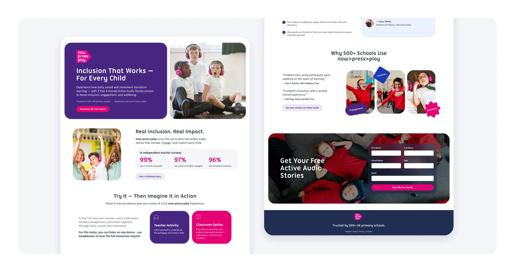 Now Press Play: website's screenshots