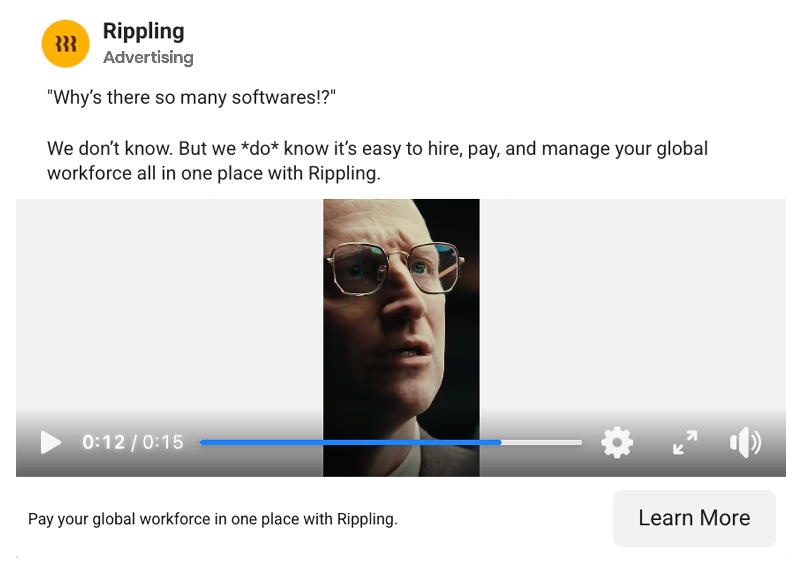 Facebook ad example - Rippling
