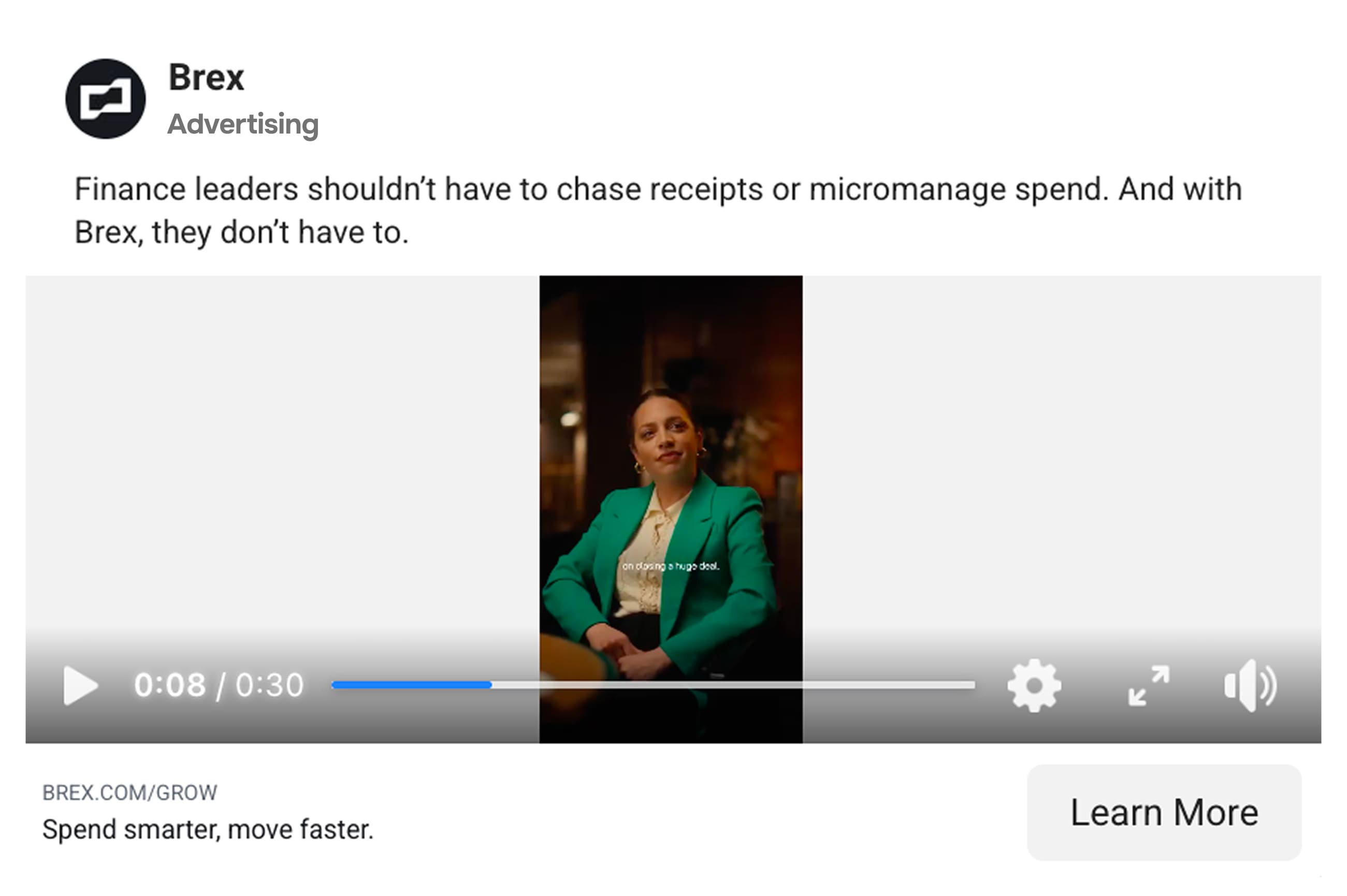 Facebook ad example - Brex