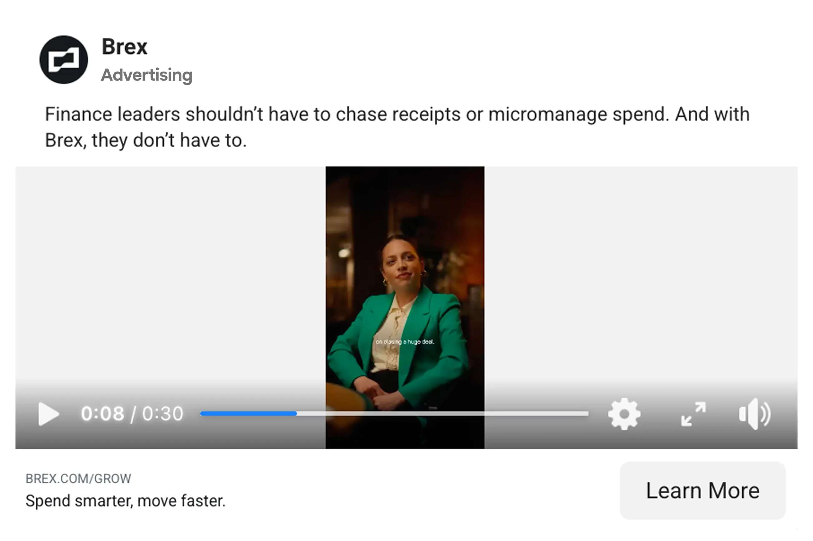 Facebook ad example - Brex