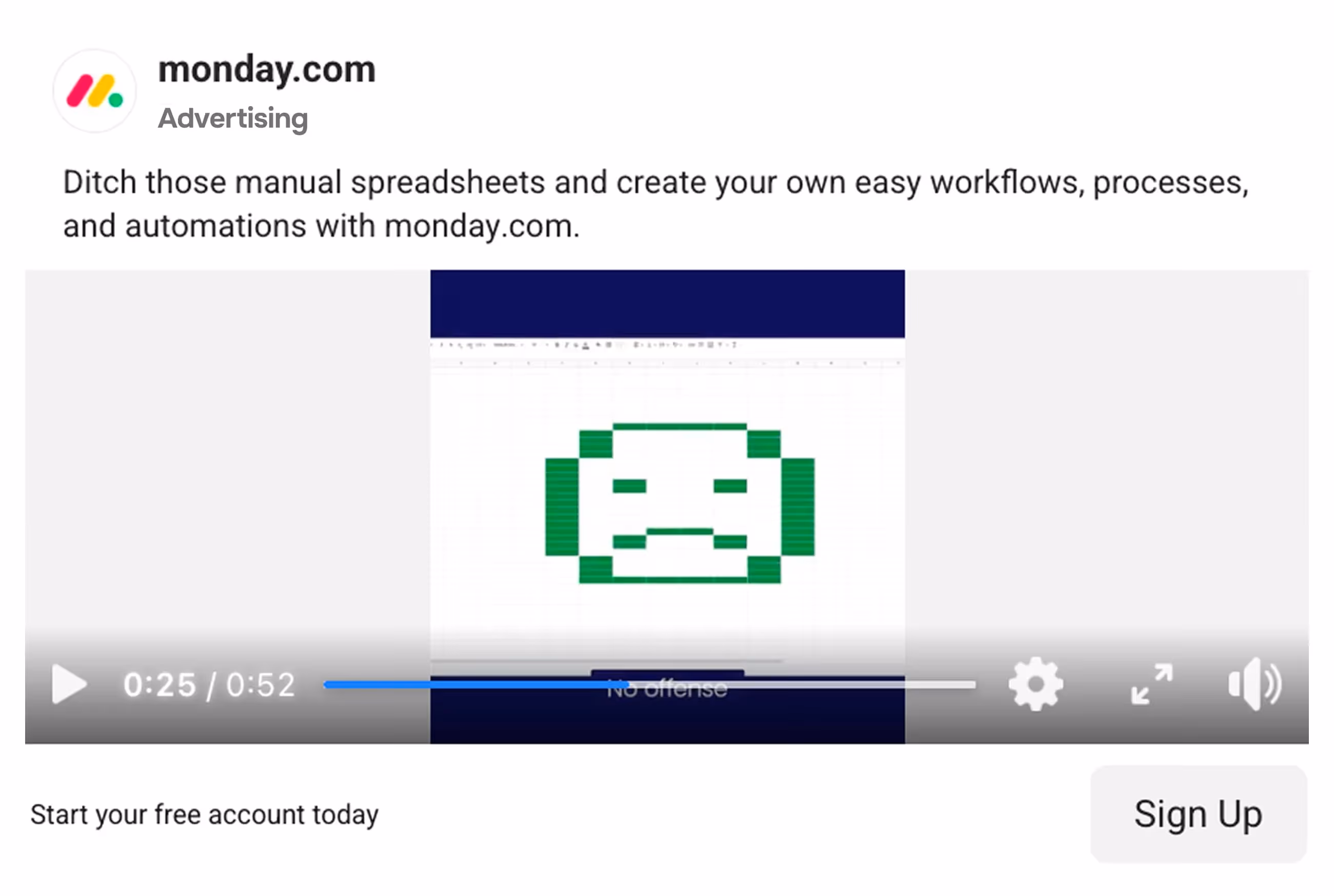 Facebook ad example - Monday.com