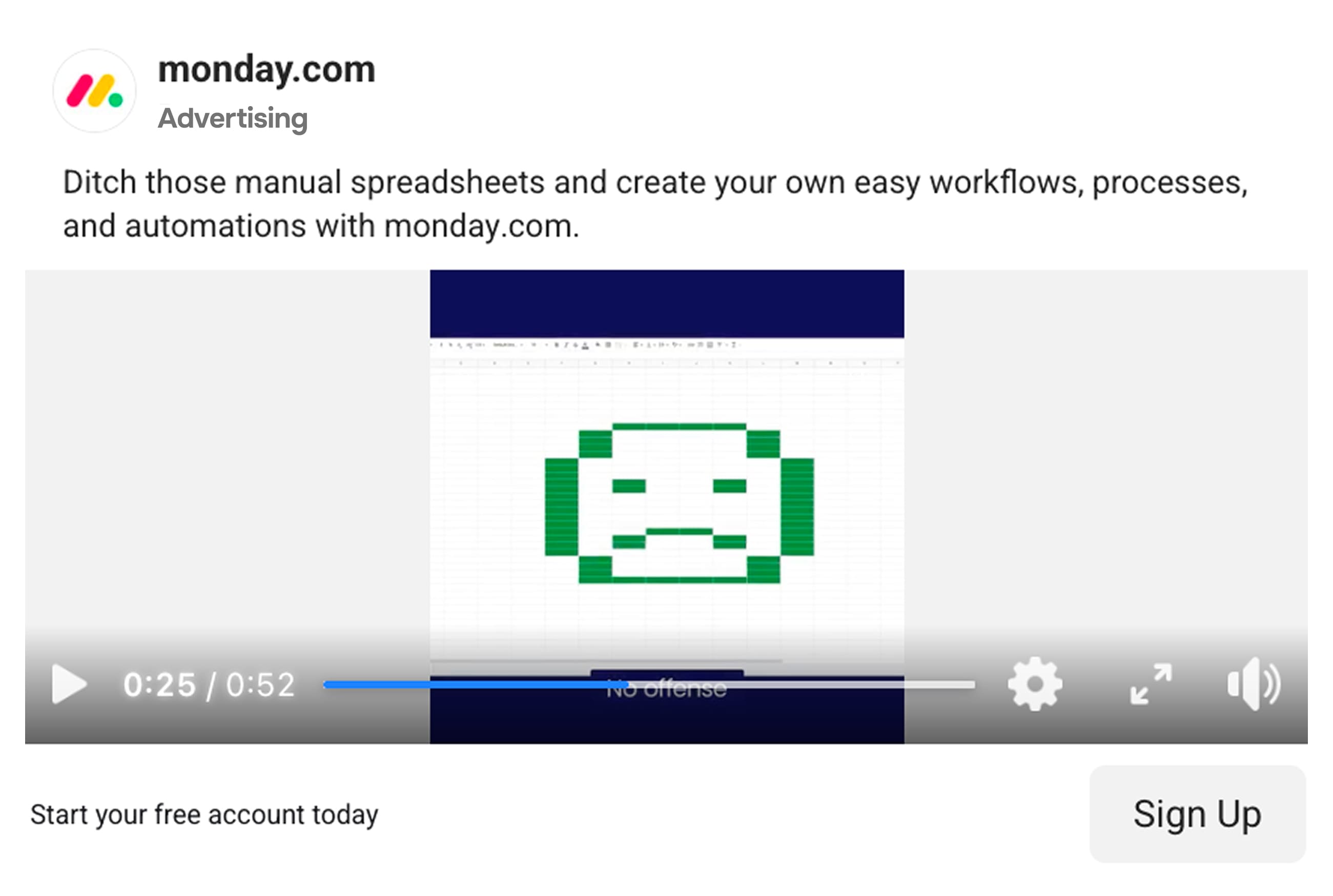 Facebook ad example - Monday.com