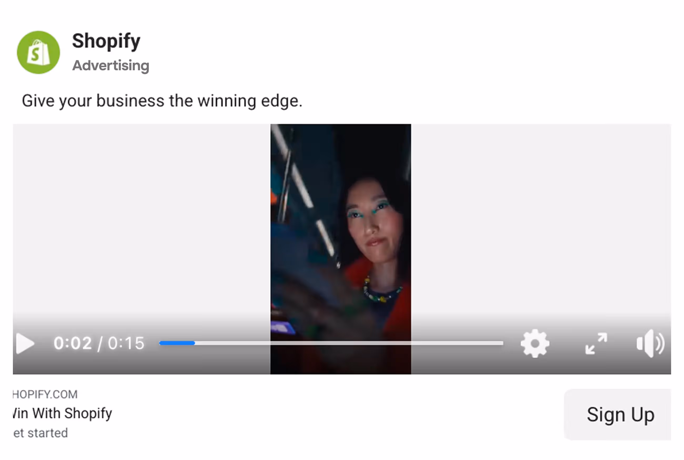 Facebook ad example - Shopify