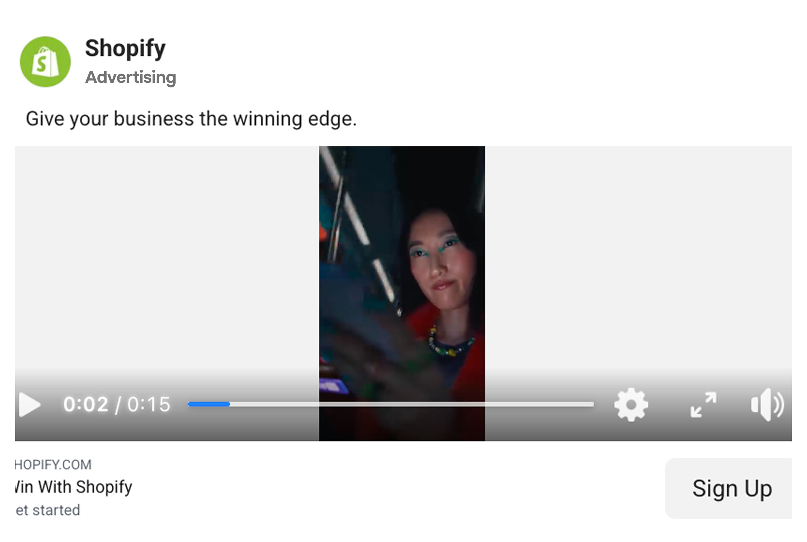 Facebook ad example - Shopify