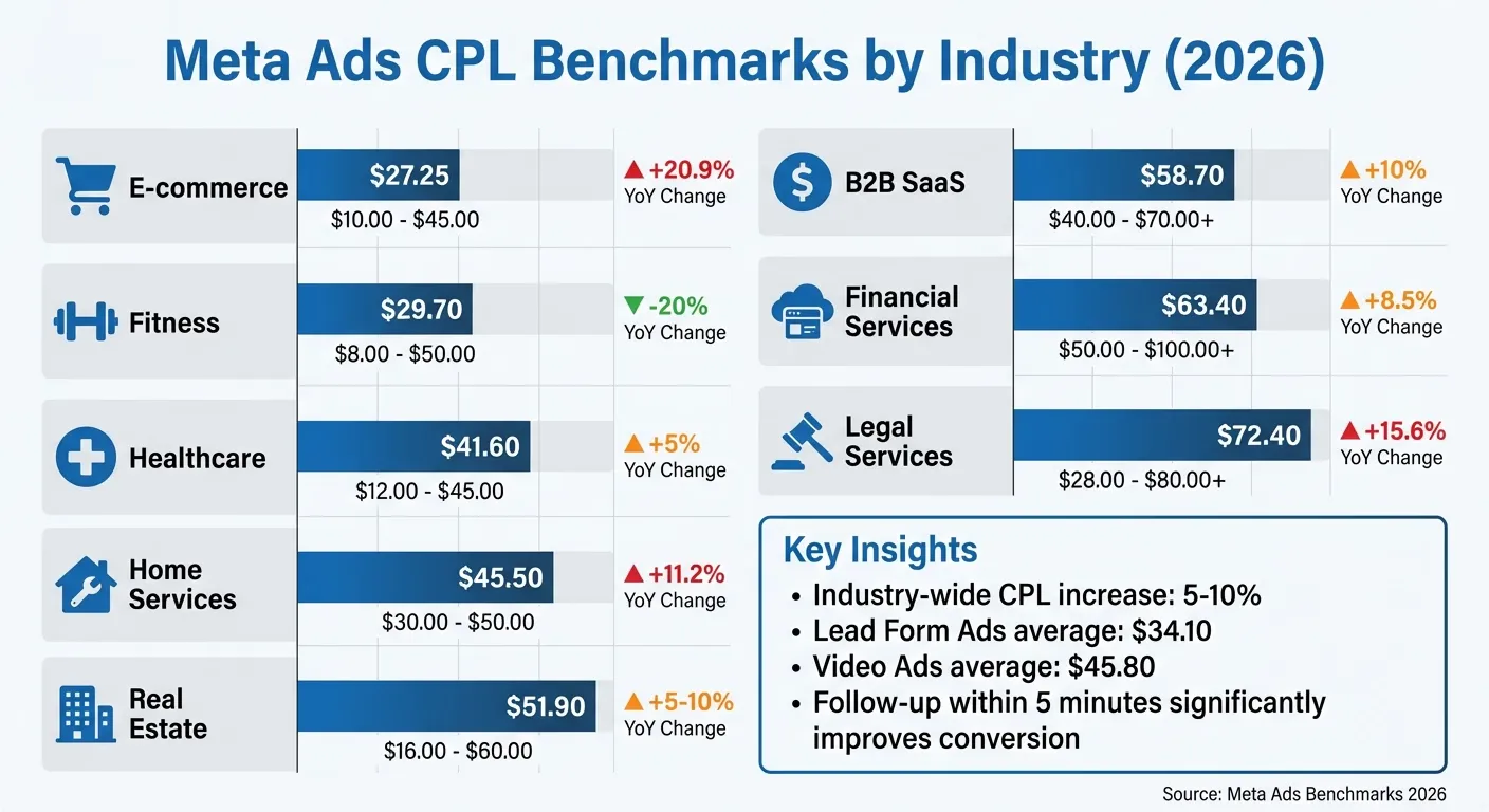 Meta Ads CPL Benchmarks by Industry (2026)