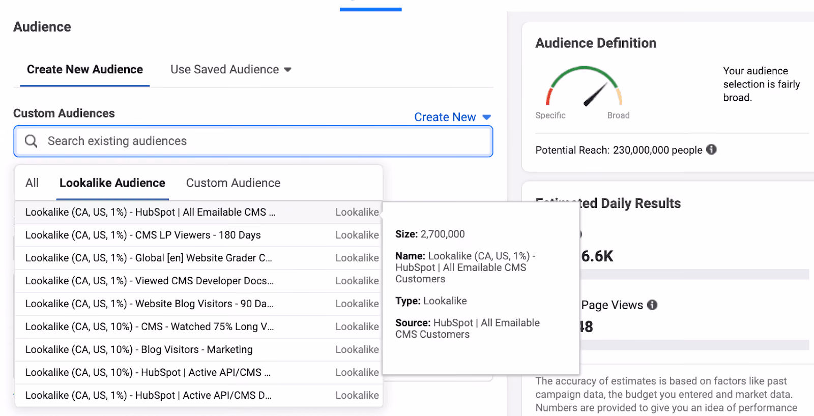 Lookalike Audiences Setting