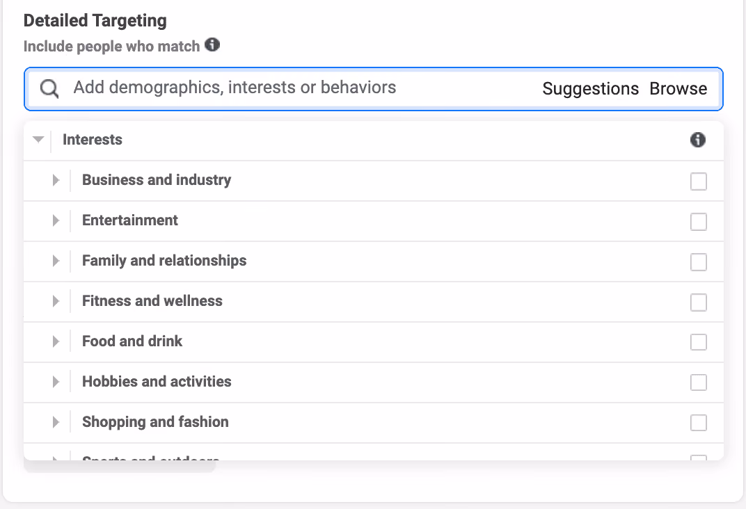Detailed Targeting: Interests