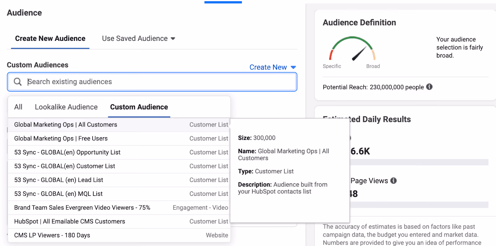 Custom Audiences Creation