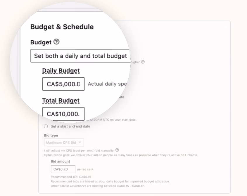 Budget and Schedule Settings