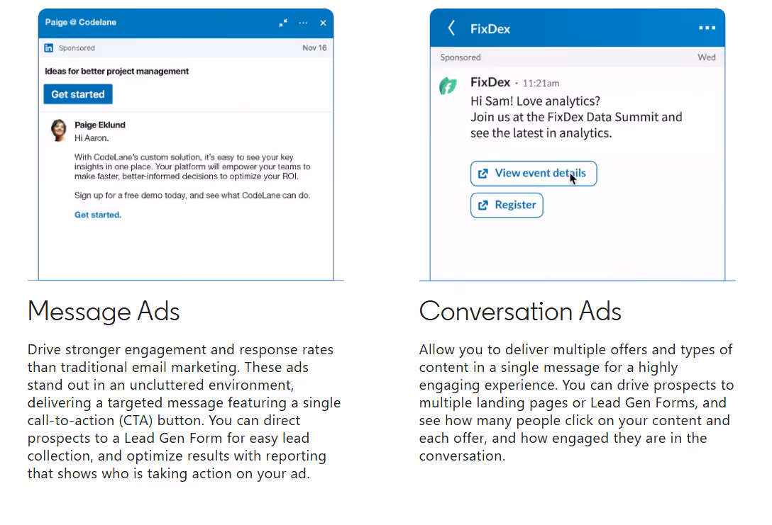 LinkedIn Sponsored Messaging Formats