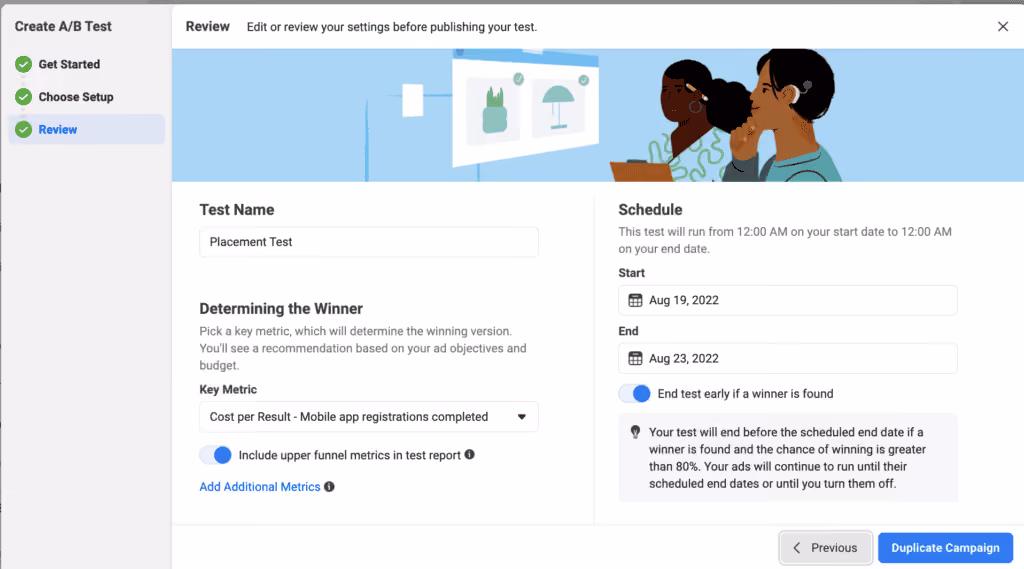 Facebook A/B Tests Dration