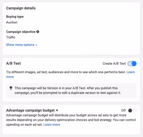 Facebook Campaign Details