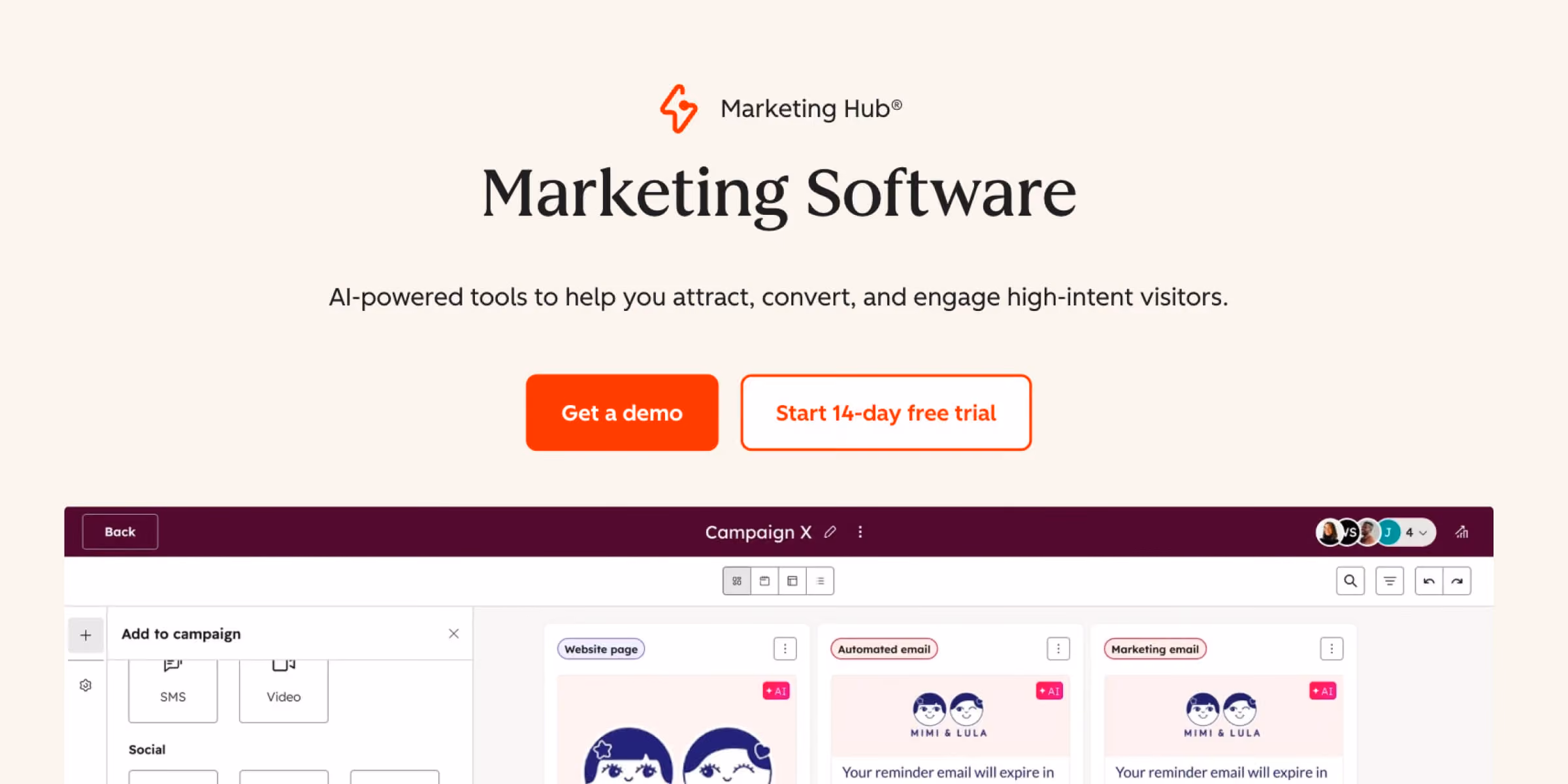 HubSpot Marketing Hub Home Page