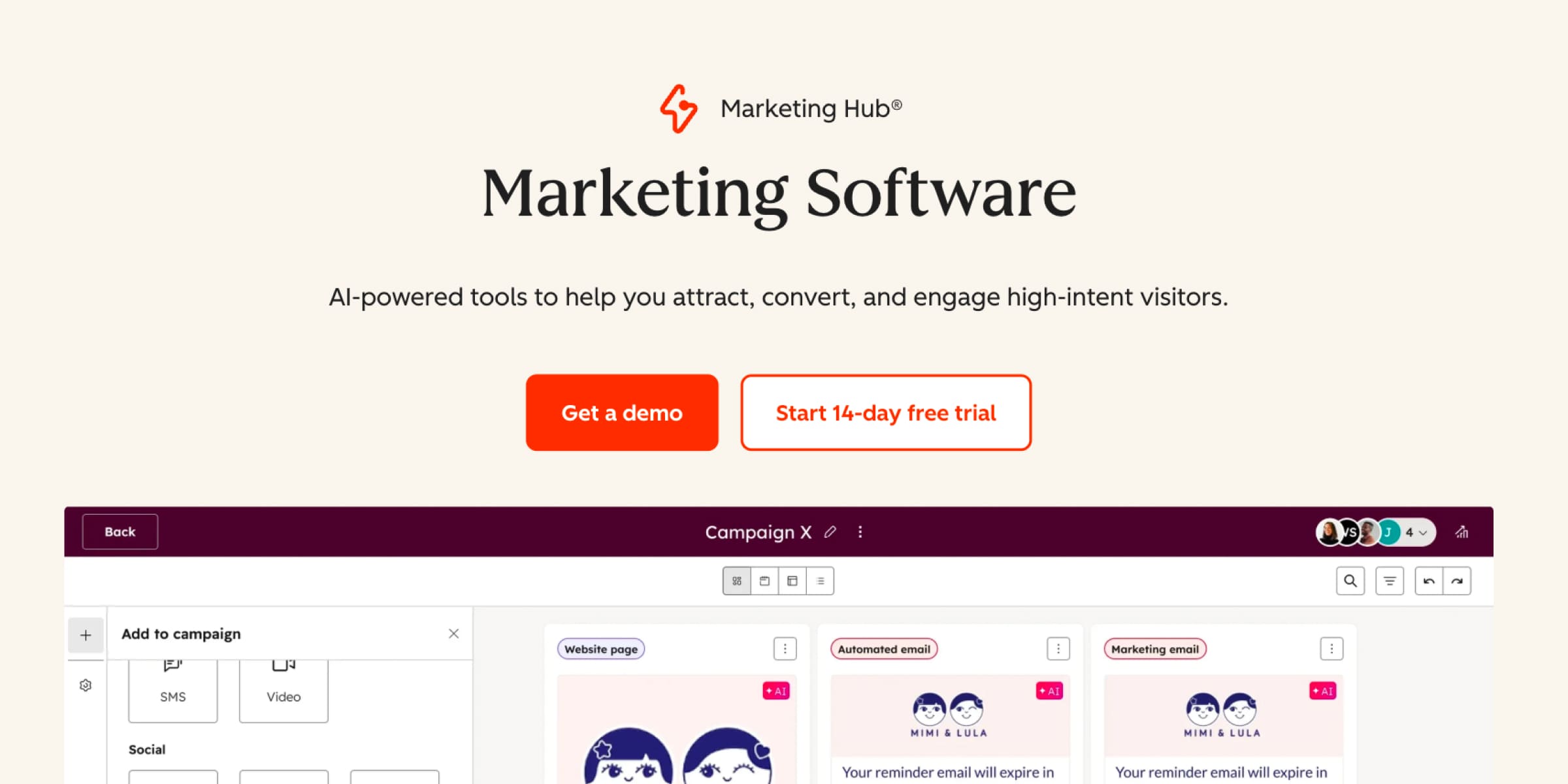 HubSpot Marketing Hub Home Page