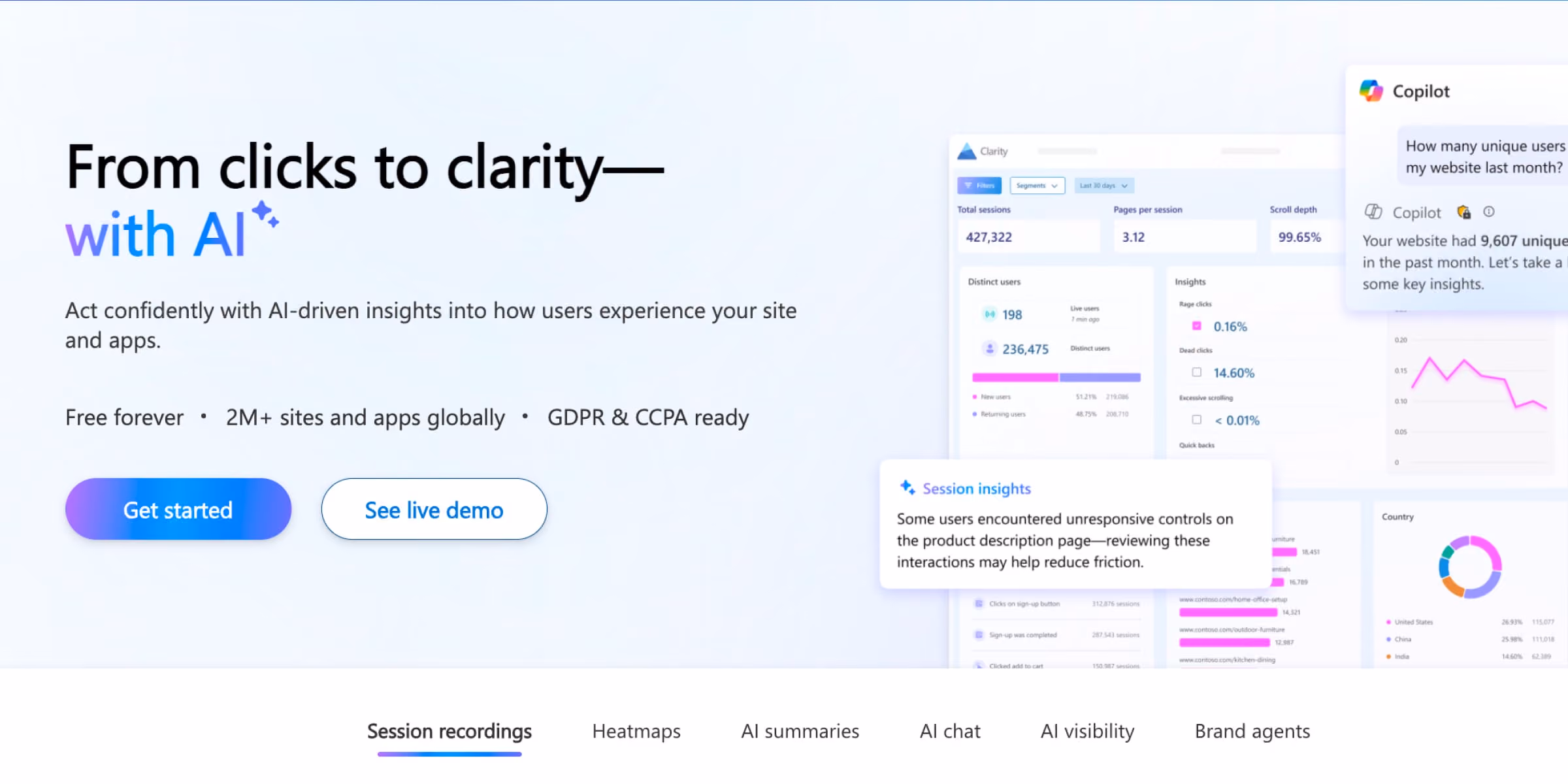 Microsoft Clarity Home Page
