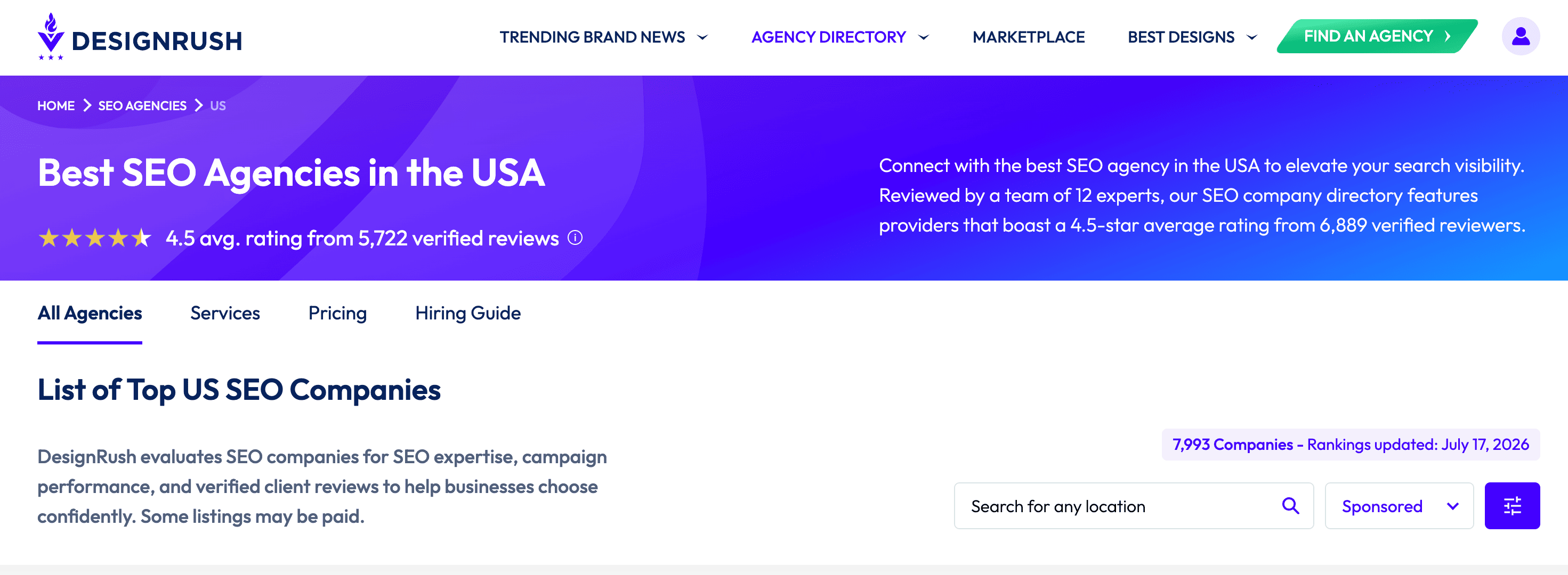 DesignRush – Comparing Vetted SEO Agencies in the USA