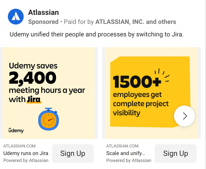Atlassian Facebook Ad Example
