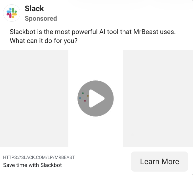 Slack Facebook Ad Example
