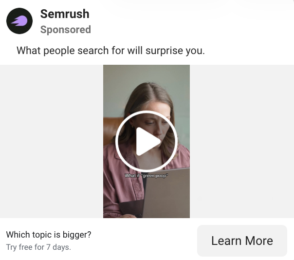 Semrush Facebook Ad 