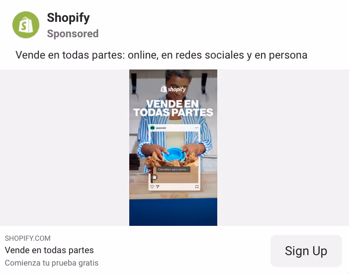 Shopify Facebook Ad Example