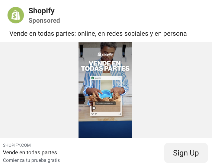Shopify Facebook Ad Example