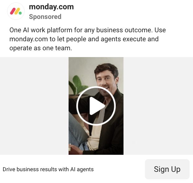 Moday.com Facebook Ad Example