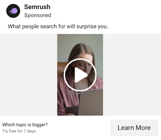 Semrush Facebook Ad 