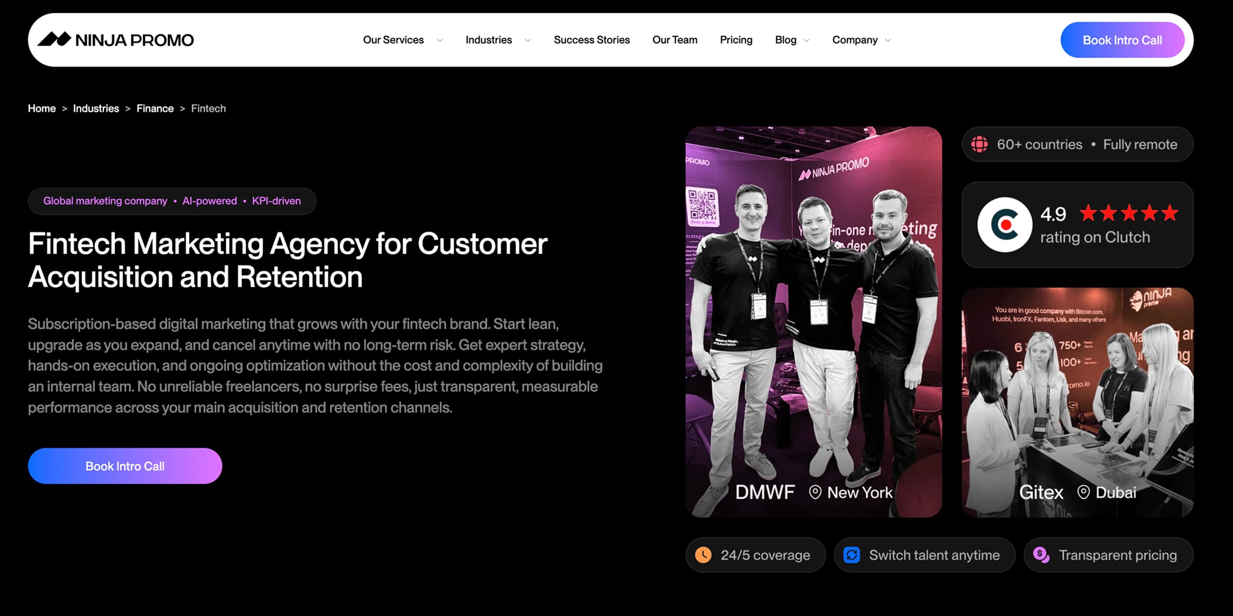 NinjaPromo FinTech Services Page
