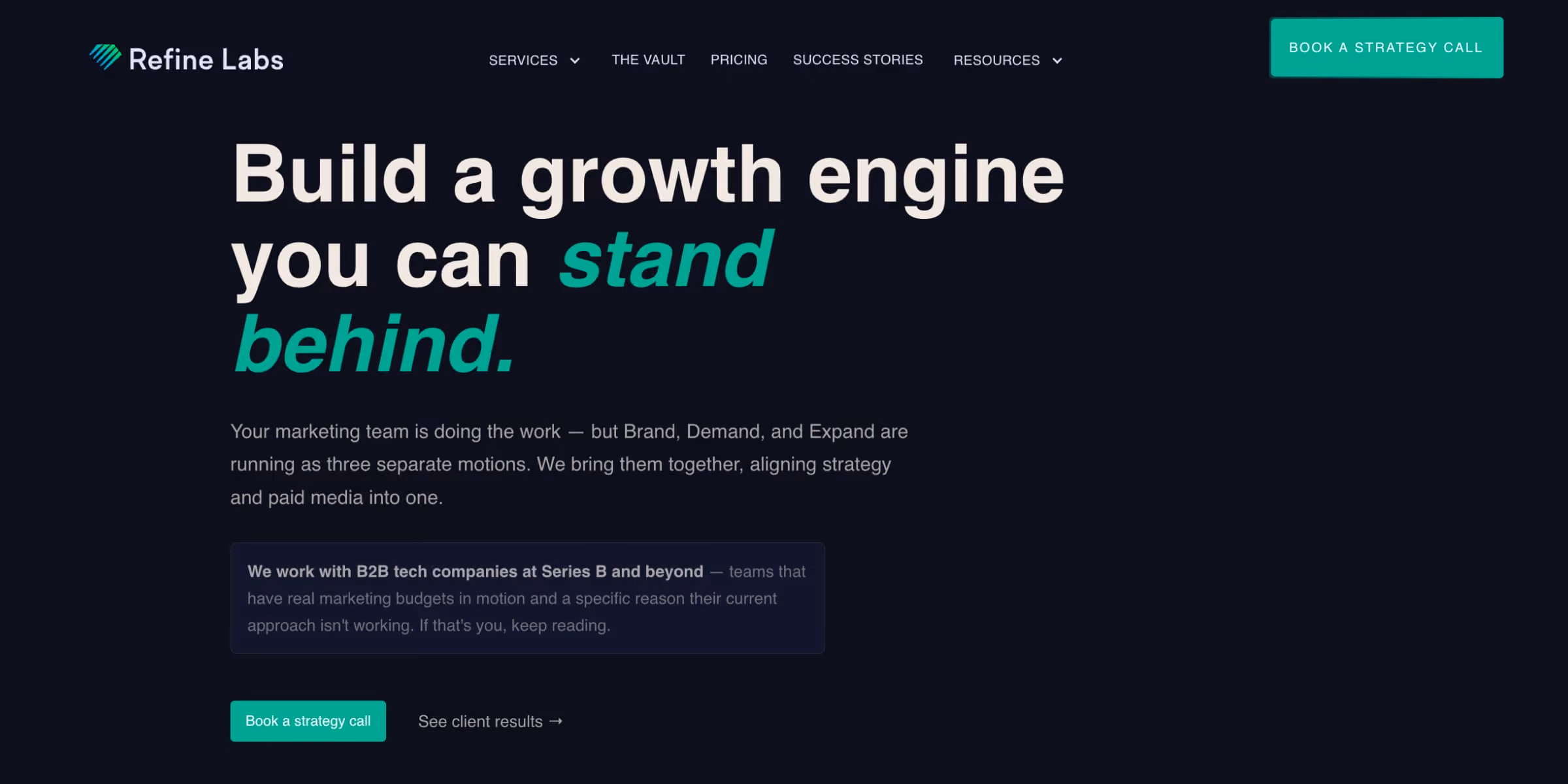 Refine Labs Homepage Screenshot