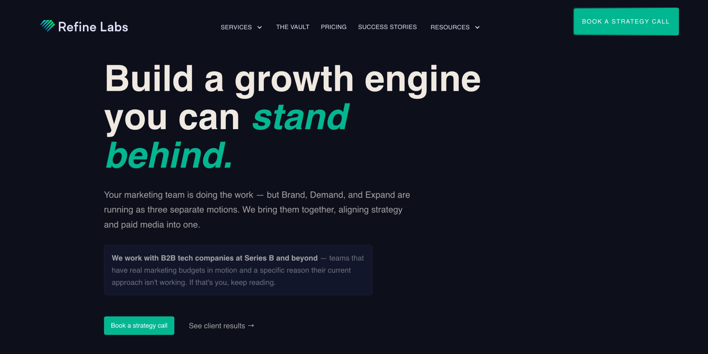 Refine Labs Homepage Screenshot
