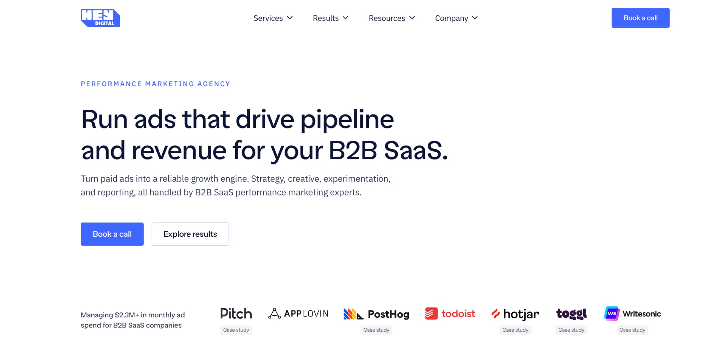 Hey Digital Homepage Screenshot