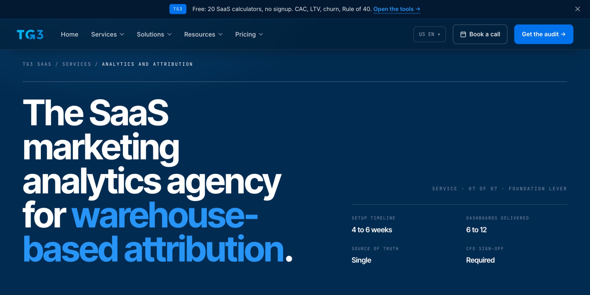 TG3: Best for Warehouse-Based Attribution and Board Reporting