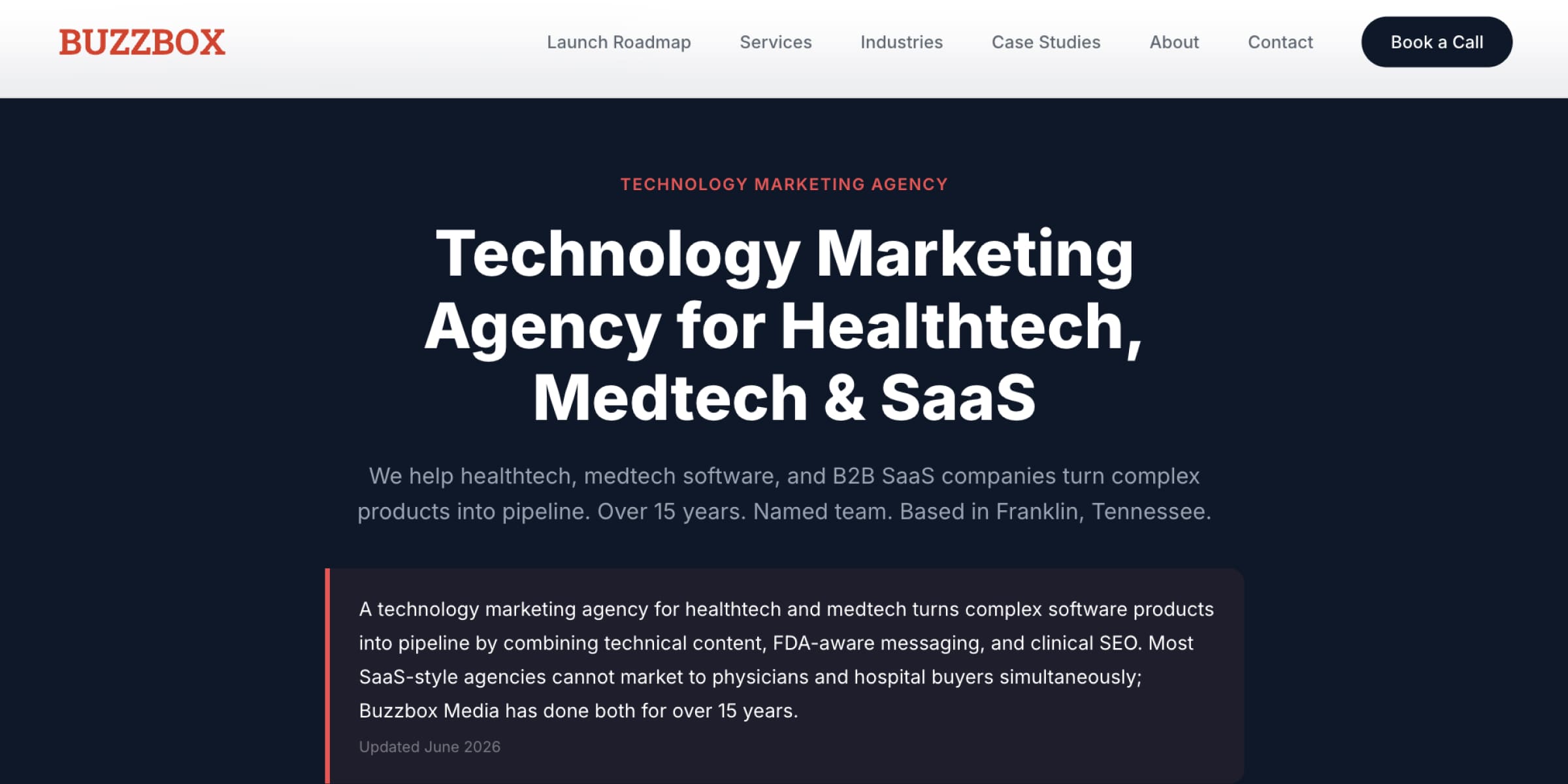  Buzzbox Media  HeathTech Digital Marketing Agency, Industry Page 