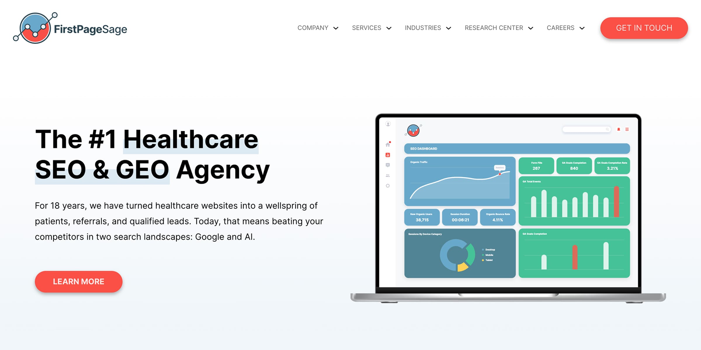 First Page Sage  HeathTech Digital Marketing Agency, Industry Page 
